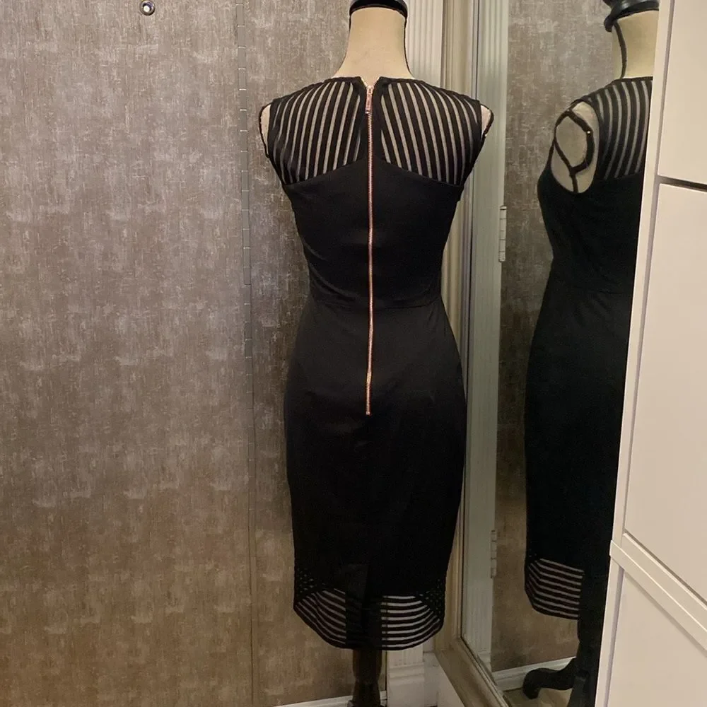 Ted Baker Black Sheath Midi Dress Mock Neck Sleeveless, S - Picture 9 of 12